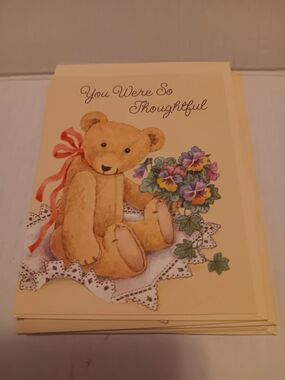 Vintage Hallmark Thank You Greeting Cards Flowers Bears Set Of 4 Unused